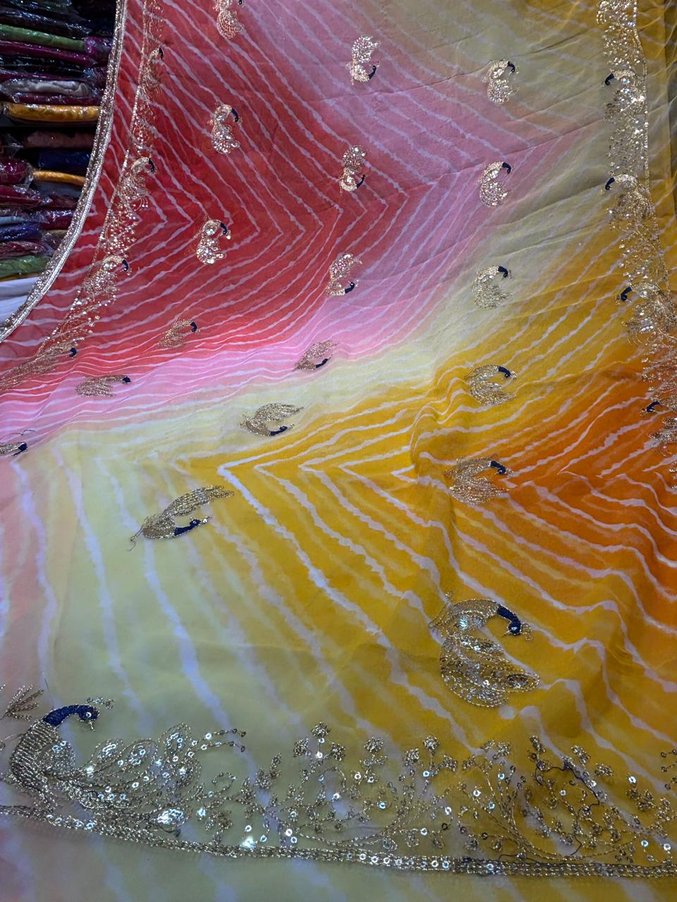 Kasab Work lahariya Saree