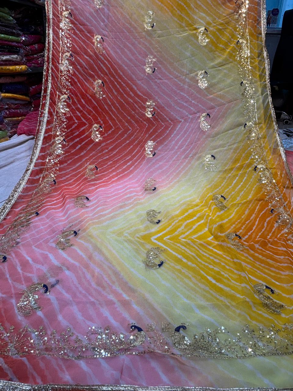 Kasab Work lahariya Saree