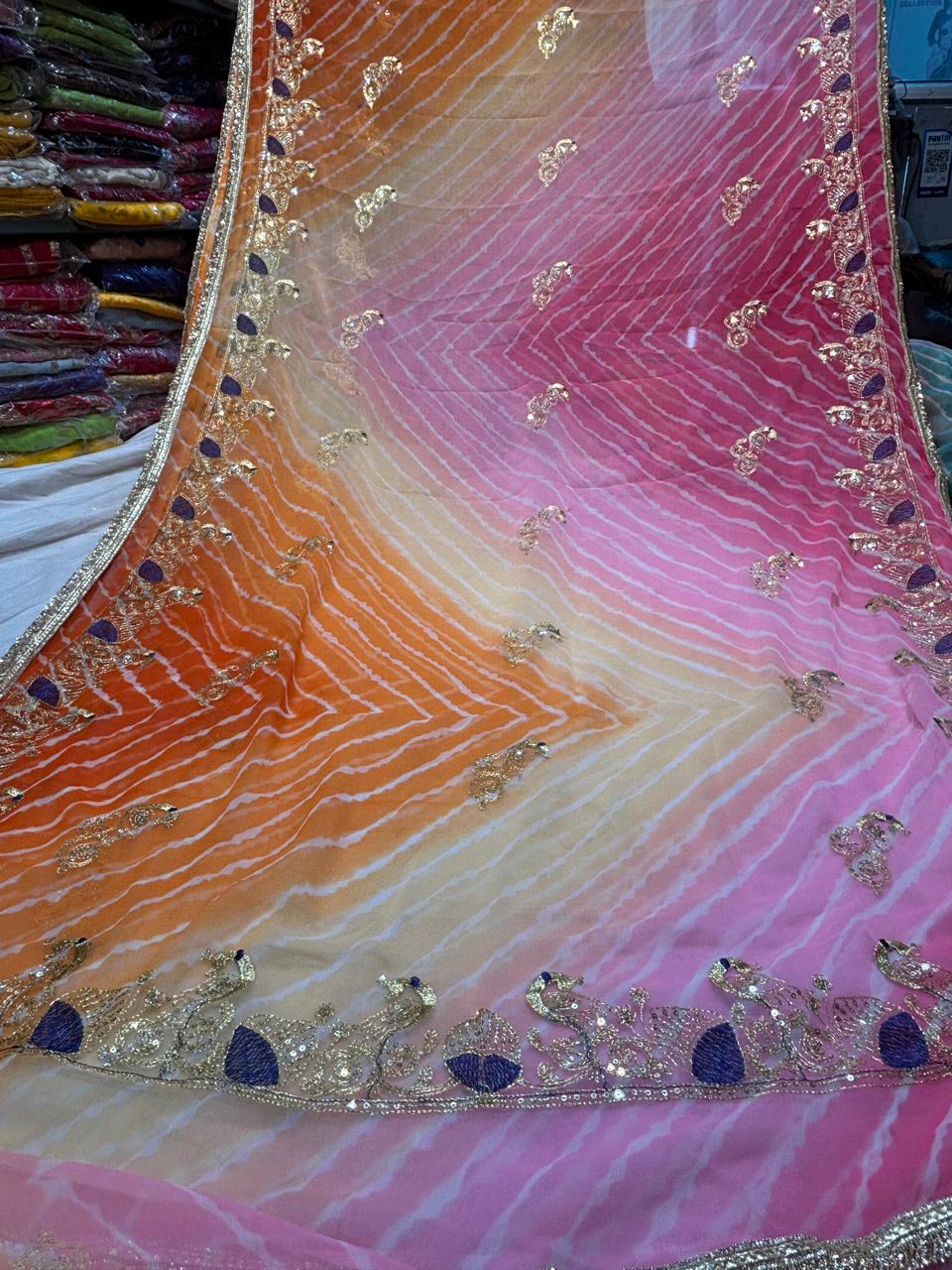 Kasab Work lahariya Saree