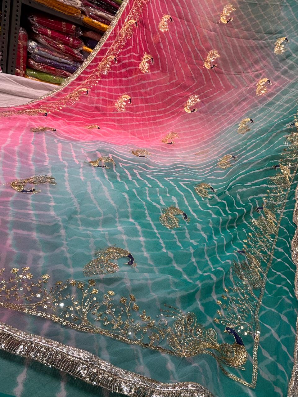Kasab Work lahariya Saree