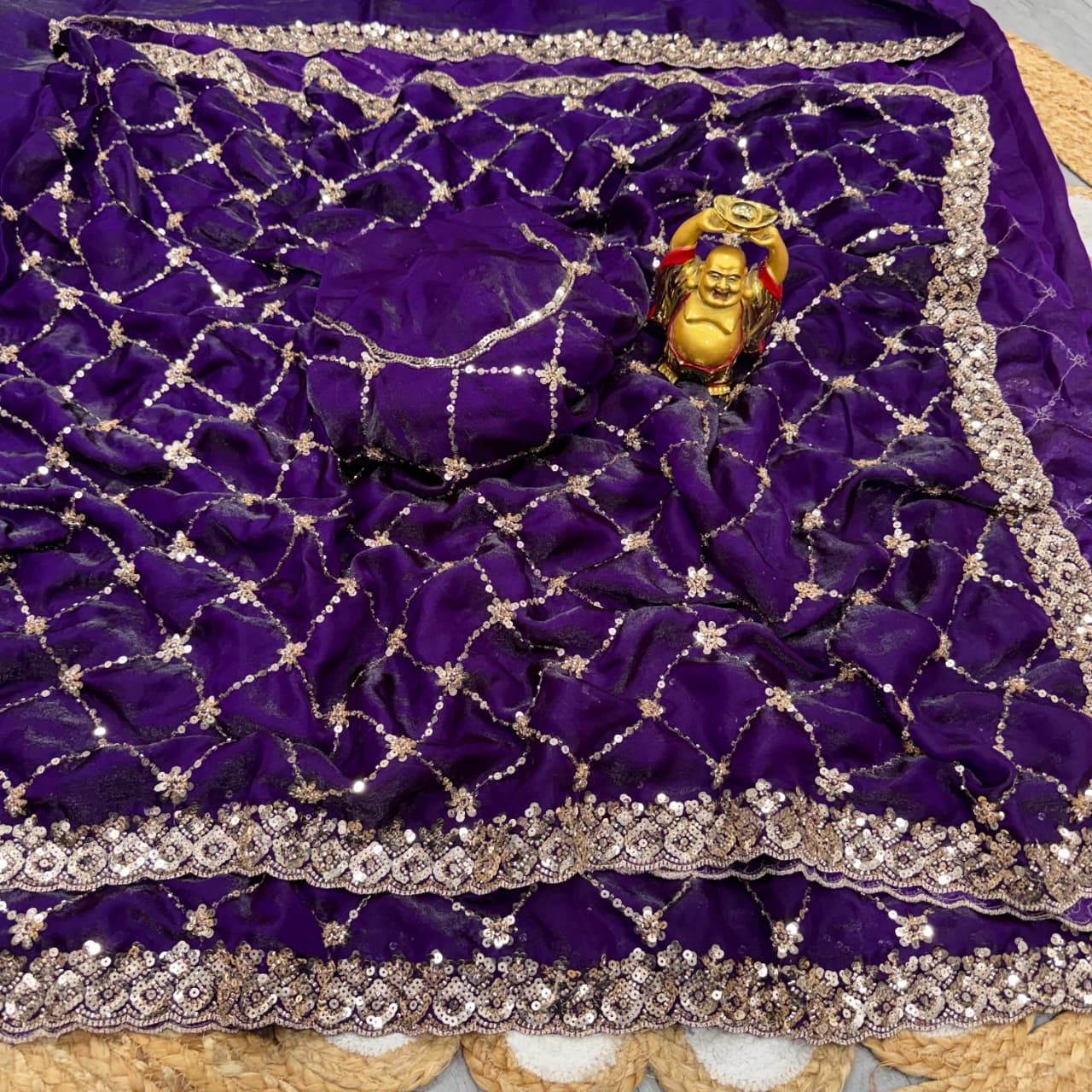 Beads Work Saree