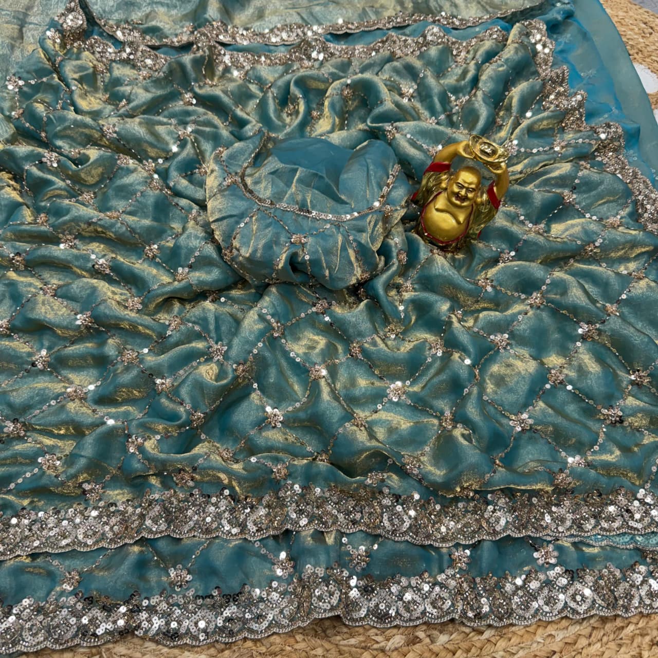 Beads Work Saree