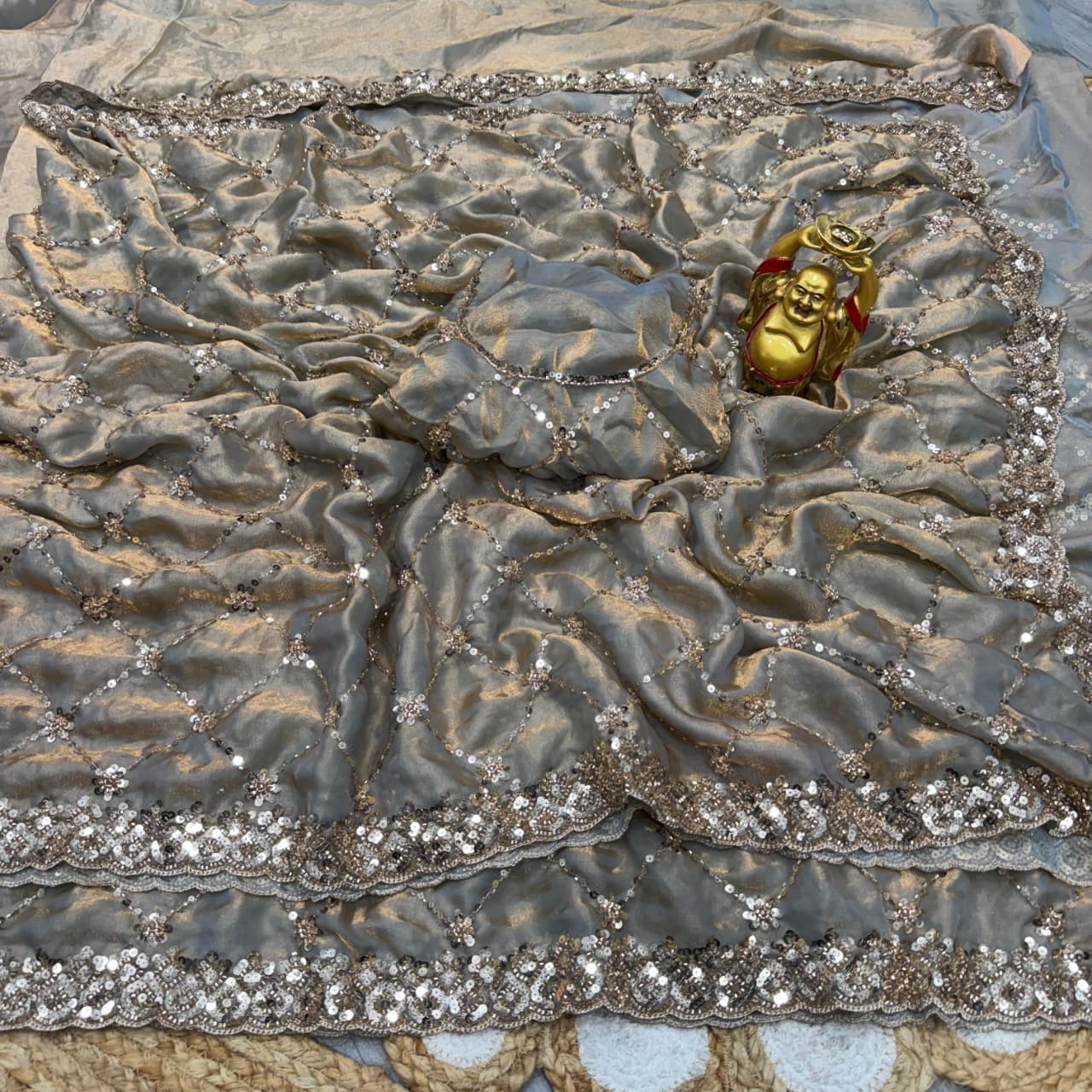 Beads Work Saree