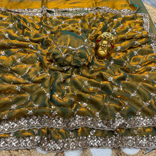 Beads Work Saree
