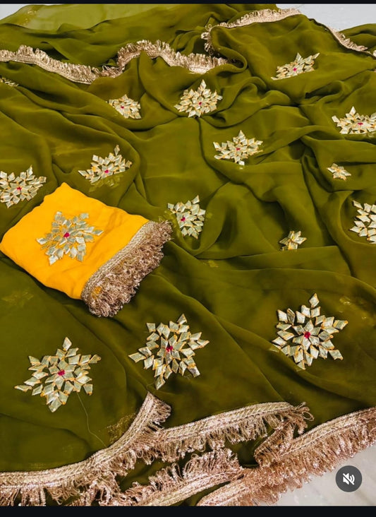 Chiffon Kacha Gota Saree